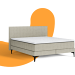 Bild von Emma Signature Boxspring Bed 200×200 – Donkergrijs – Strepen Hoofdbord – Beukenhout Pootjes