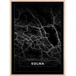 Bild von Bildverkstad Map – Solna – Black Poster (30×40 cm)