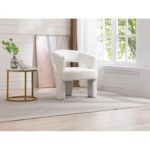 Bild von Unique Fauteuil van witte boucléstof FONTANOVA